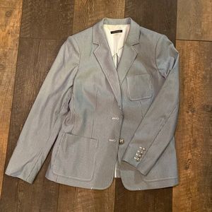 Tommy Hilfiger pinstripe blazer blue white striped silver buttons size 12